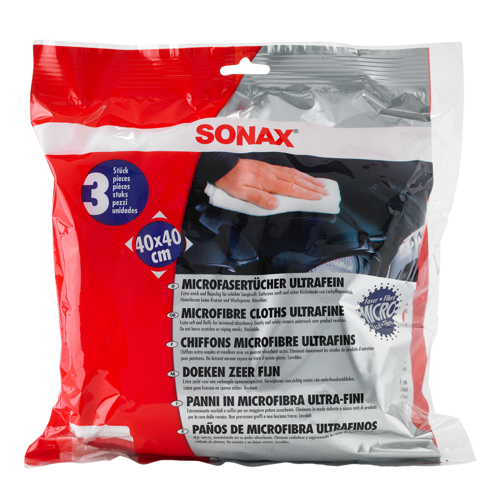 SONAX Microfibre Towel Ultrafine (3 pack, tri-colour)