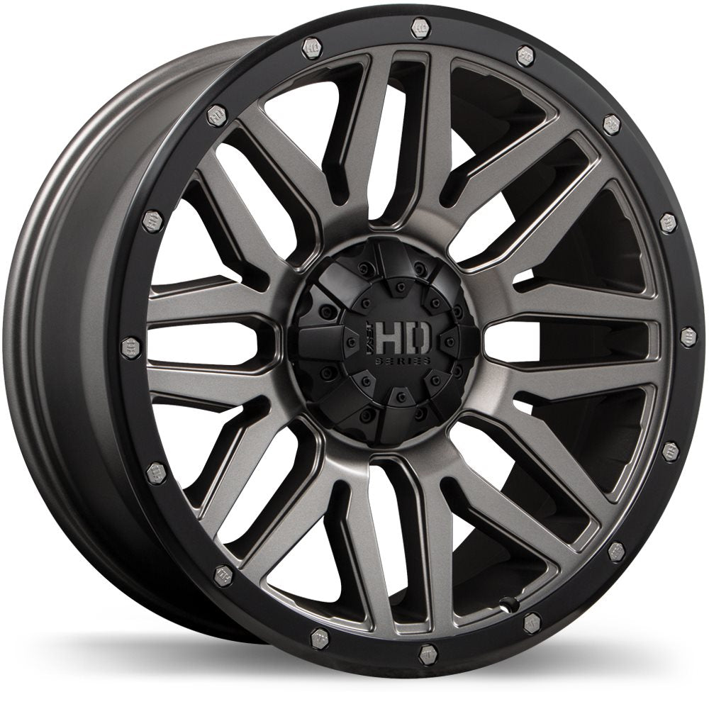 Fast HD Menace 17x8.0 5x127 / 139.7 ET15 87.1 Satin Gunmetal with Black Trim