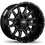 Fast HD TRAXX 18x9.0 5x127 / 139.7 ET-15 87.1 Gloss Black with Milled Trim