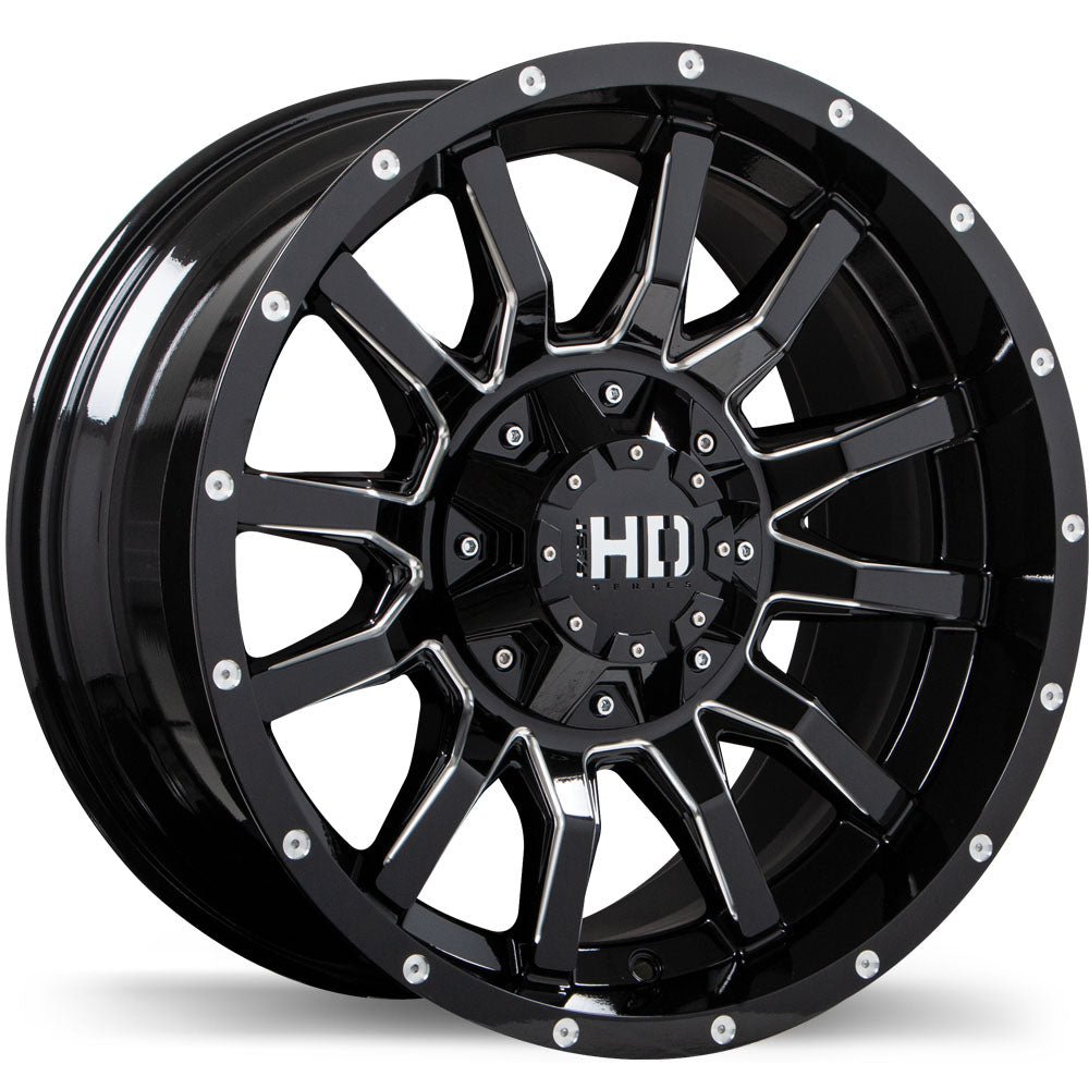 Fast HD TRAXX 17x9.0 6x135 / 139.7 ET-15 87.1 Gloss Black with Milled Trim