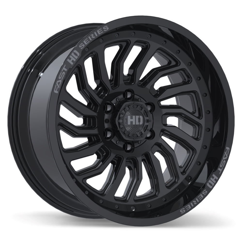Fast HD D-STRUCT 20x10.0 6x139.7 ET-15 106.1 Gloss Black with Grey Milling