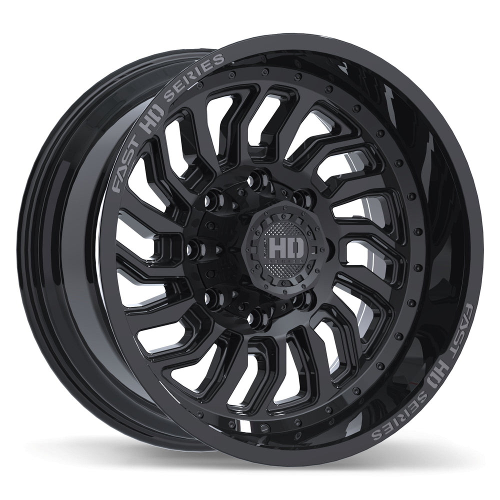 Fast HD D-STRUCT 20x10.0 8x165.1 ET-15 125.1 Gloss Black with Grey Milling